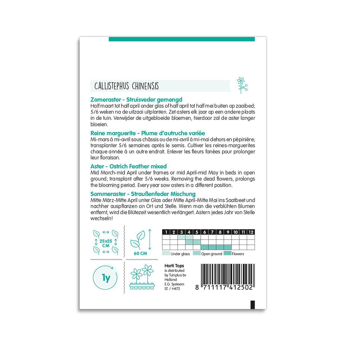 Pose med Callistephus chinensis sommerasters frø