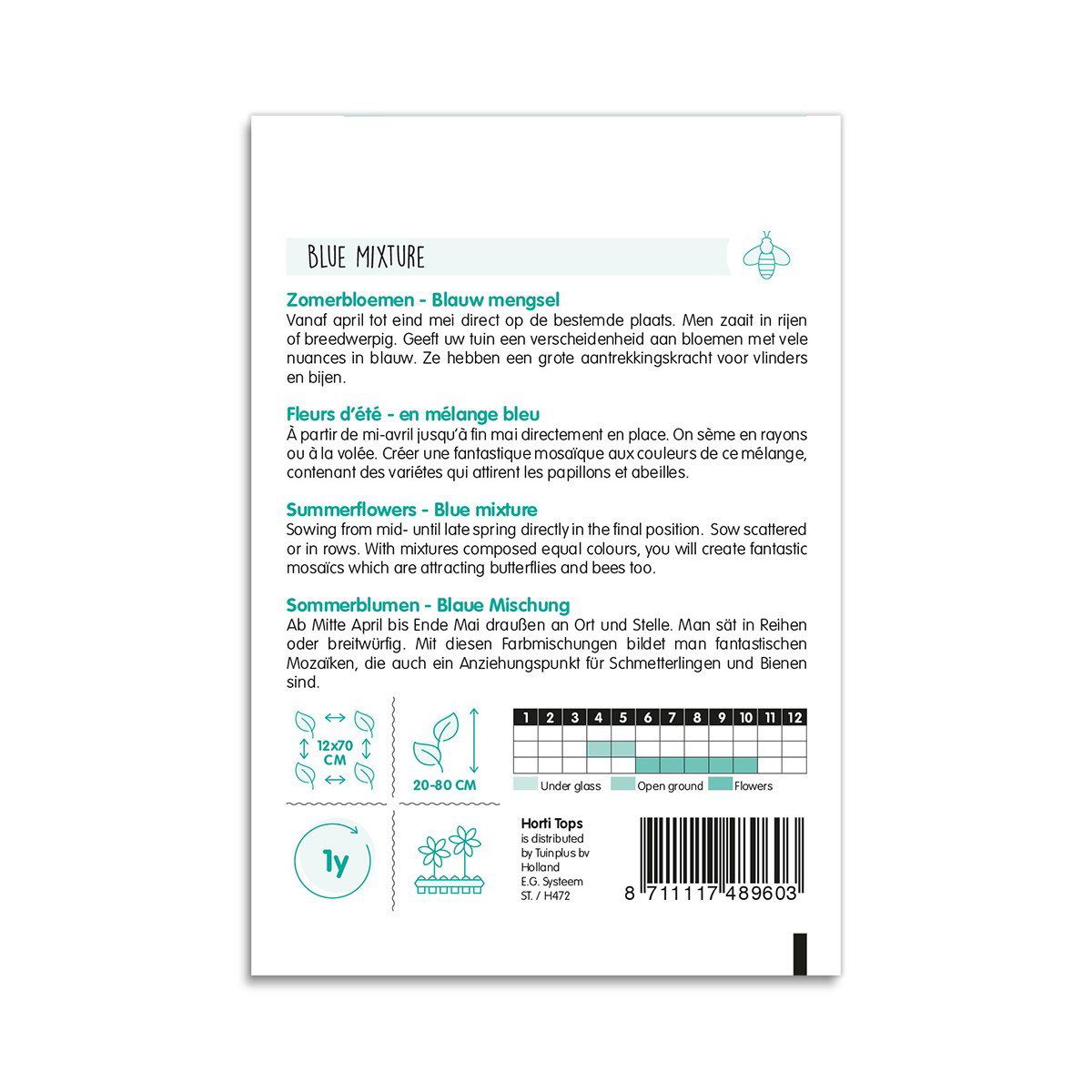 Pose med sommerblomster frø, blå blanding