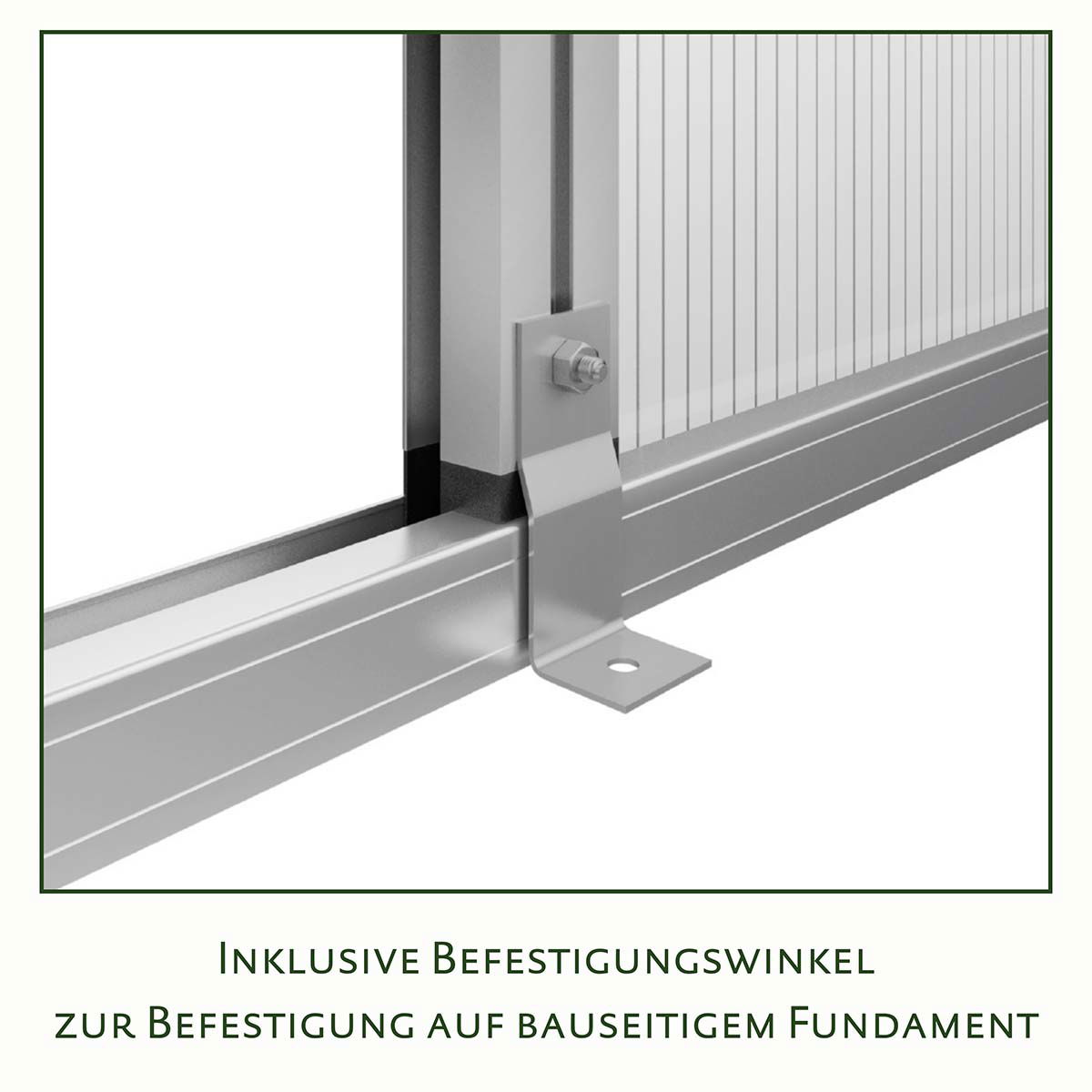 Detalje af stålmonteringsvinkel på fundament