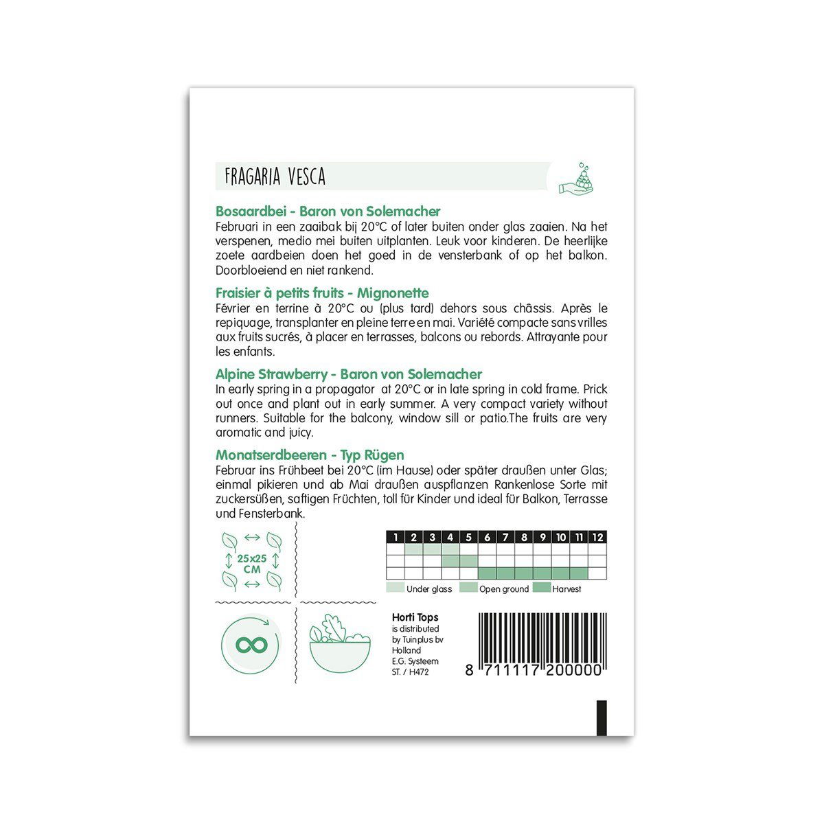 Hortitops Fragaria vesca frøpose til jordbær