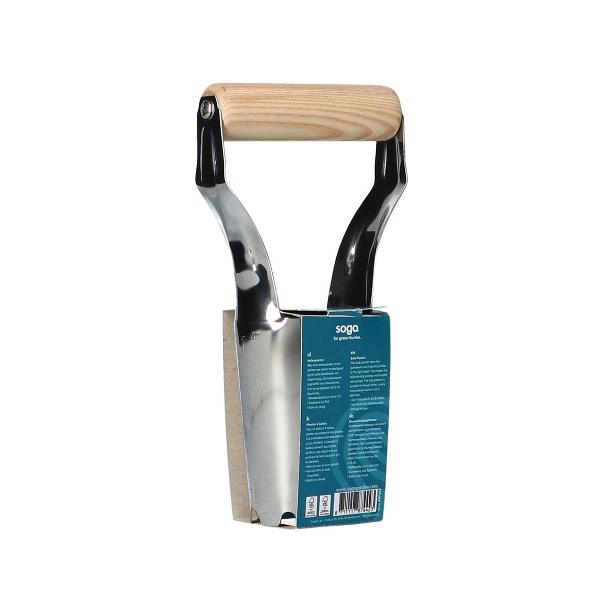 Manuel kartoffelskrubber i metal med træhåndtag